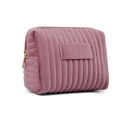 Etsy Cross-Border Popular Embroidered Striped Velvet Makeup Bag, High-Quality, Soft and Skin-Friendly Cosmetic Storage Bag