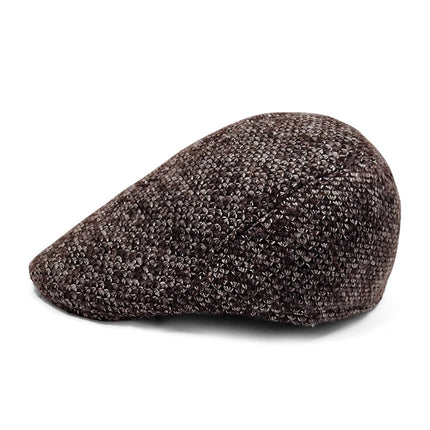 Factory hat wholesale simple Plaid warm full seal woolen beret autumn and winter men's and women's cap forward hat