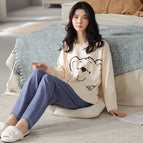 S blue big bear long set (imitation cotton) / M