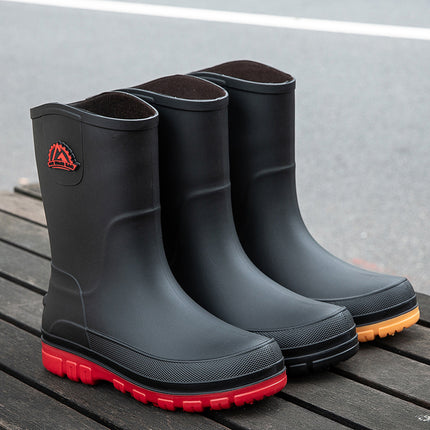 Cross-border Korean fashion non-slip rain boots waterproof kitchen shoes fishing car wash men's rain boots tube