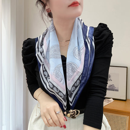 Magnetic buckle summer chiffon breathable sunscreen small square scarf neck scarf women's 2024 new all-match spring and autumn turban