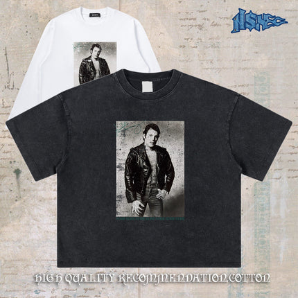 “Queen Band Uncle Tooth” Imported Digital Direct Injection Heavy Short Wide Boxy Short-Sleeved Snake Year T-Shirt Men's Style