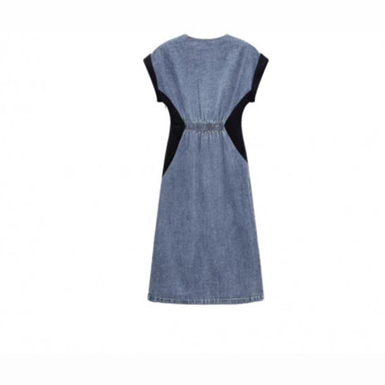 European Station 2026 Summer New Fashion Casual Hourglass Figure Waist-Cinching Versatile Denim Dress for Women