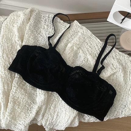 Pure Desire Ultra-thin Strapless Underwear Women's Big Chest Shaped Small Gather-up Paramilis Summer Ultra-thin Non-slip Beautiful Back Bra
