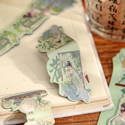 Talk about giving a spring series bookmark national style figure illustration reading special-shaped magnetic bookmark antique creative bookmark