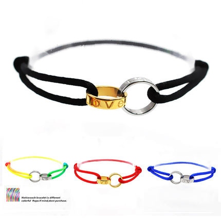 Cross-border supply Foreign Trade hand-woven couple stainless steel bracelet love double ring bracelet adjustable bracelet