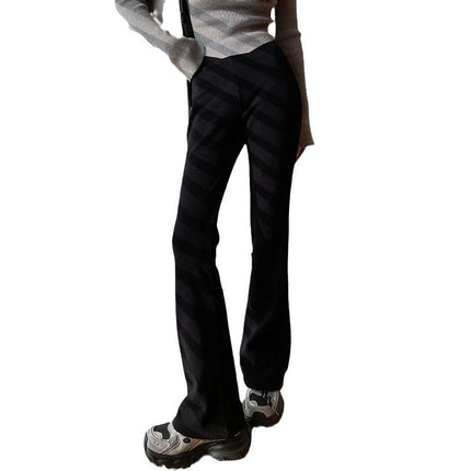 apricot Flared Pants Women's Fall/Winter 2024 New American Style Slim-Fit Casual fleece-lined Pants High Waist Slim Look Trendy Pants