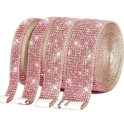 Cross-Border Rhinestone Stickers Self-Adhesive Diamond Strips DIY Clothing Shoes and Hats Rhinestone Strips Decorative with Diamond Stickers Rhinestones with Adhesive Backing Diamond Sheets