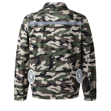Summer fan clothes pure cotton air conditioning clothes men's and women's cooling work clothes summer welder camouflage construction site refrigeration work clothes
