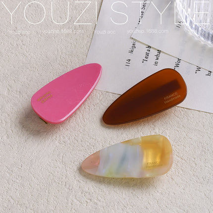 Korean Style Simple Acetate Water Drop Bangs Clip Cute Girly Heart Forehead Duckbill Clip Side Small Clip Hairpin Hairpin