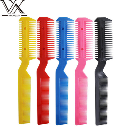 Cross-Border Plastic Hair Cutting Knife Holder Colorful Hair Cutting Thinning Comb Hairdressing Comb Double-Sided Hair Cutting Comb with Blade