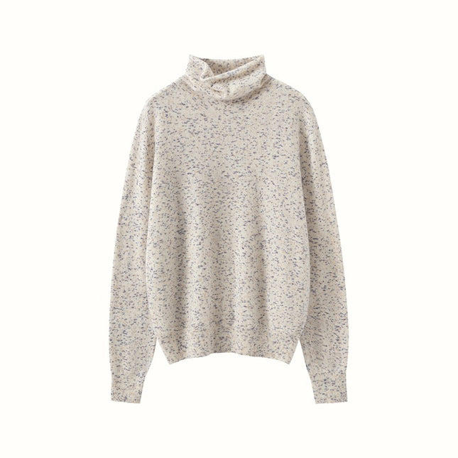 Pile Collar Knitwear Women's Wool Bottoming Shirt Cashmere Knitwear Autumn and Winter First-Line Soft Pure Color Waxy Pile Collar Dot Yarn