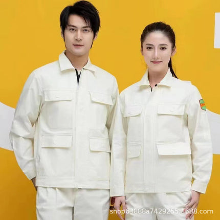 Spring and Autumn Work Clothes suit Long-sleeved Flame Retardant Clothing for Men and Women Auto Repair Electric Welding Work Clothes Electric Welding Work Protection Clothes Thickened Anti-ironing Clothing