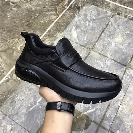 Factory Direct Supply Genuine Leather Men's Shoes Autumn New Fashion Casual Shoes Versatile Business Thick-Soled Slip-On Plus Suede Leather Shoes