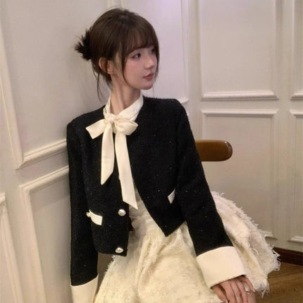French Rich Family Dirty suit Chanel Style Coat Fluffy Dress High-end Small Dress Two-piece Set Spring and Autumn