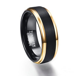 Vacuum plating black gold side tungsten steel ring men's ring jewelry in stock supply a generation of hair