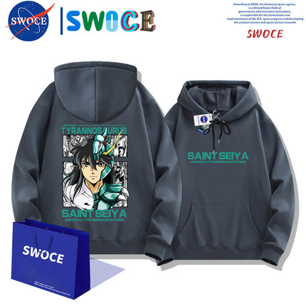 Saint Seiya Purple Dragon Hooded Sweater Men's Spring and Autumn Japanese Anime Young Student Loose Hoodie Jacket