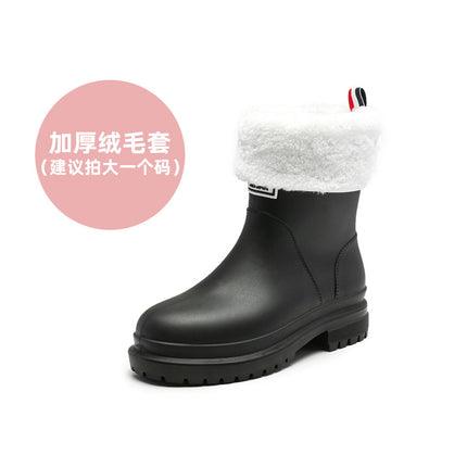 Cross-Border Popular Japanese and Korean High-End Rain Boots for Women, Mid-Calf Non-Slip Internet Celebrity Rain Boots, Waterproof Overshoes, Rubber Shoes, Water Boots