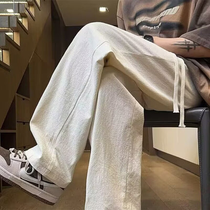 2025 Summer New Loose Casual Pants for Men Korean Style Trendy Versatile Thin Drape Wide-Leg Floor-Length Trousers