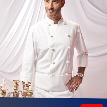 Zhenyao High-end Hotel Restaurant Chef Clothes Long Sleeve Chef Work Clothes Men's Autumn and Winter Clothes Restaurant Kitchen Breathable Short Sleeve