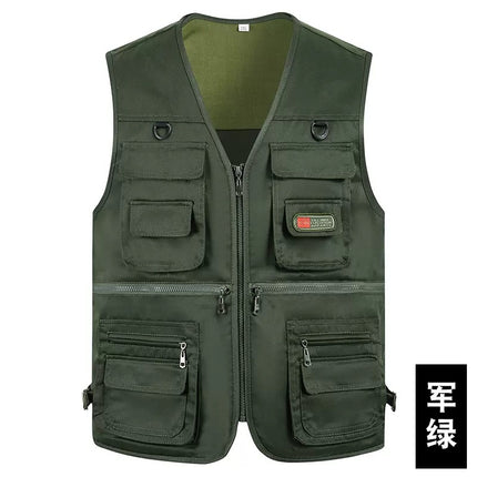Spring and Autumn Multi-pocket Functional Photography Vest Fishing Waistle Outdoor Tooling Men's Vest Reporter Multi-pocket Horse Clip