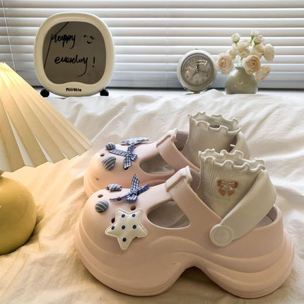 Thickened and Comfortable Princess Style High Heel Cave Shoes Explosive Vintage Office Wear-resistant Thickened Cute Slippers for Women