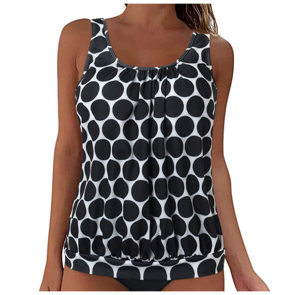 2025 New Foreign Trade Cross-Border European and American Style Split Solid Color Tummy Control Slimming Swimwear Tank Top Swimsuit Single Top