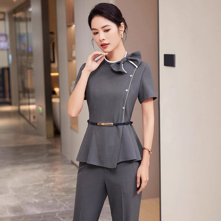 Professional Suit suit Women's Spring and Autumn Slim Temperament Hotel Reception Tooling Beauty Salon Beautician Work Clothes