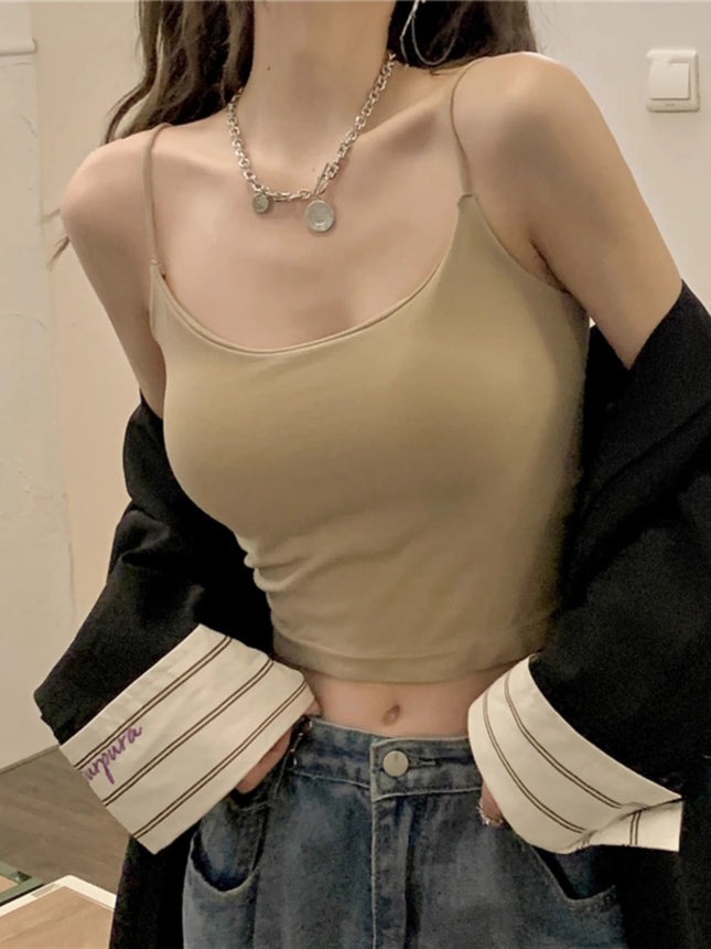 Thai Small Camisole Women's Inner Wear Spring Chest Pad Beautiful Back Seaside Wear Outer Wear Dopamine Jazz Top
