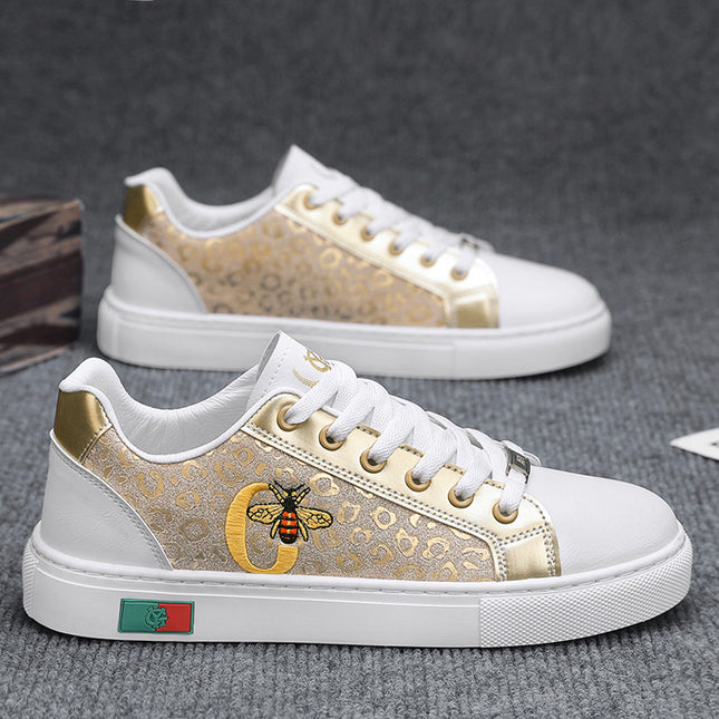 2026 Spring Men's Fashion Embroidered Trendy Sneakers Versatile Comfortable Classic Student Low-Top Round-Toe Casual Shoes