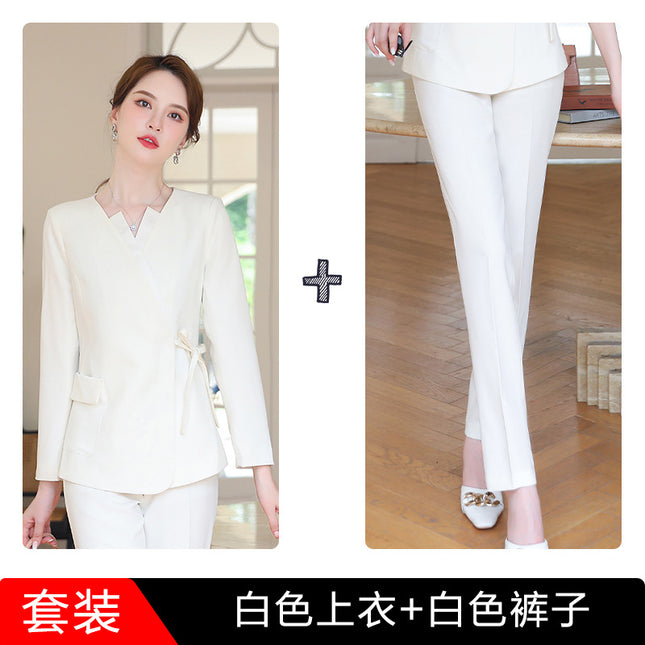 Beautician Spring and Autumn new long sleeve fashion temperament skin management Medical Beauty front desk Health Center foot bath technical work clothes