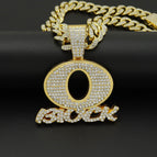 Gold pendant with 45cm diamond cuban chain
