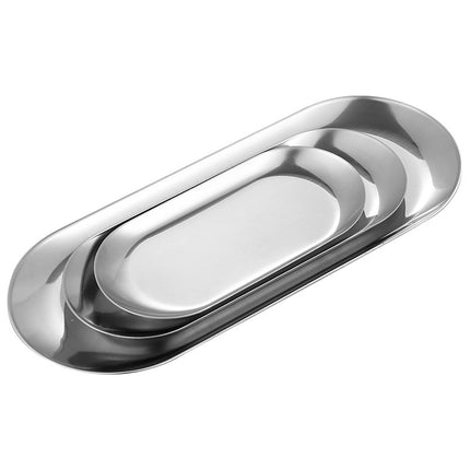 Stainless Steel Oval Disc European Style Plate Korean Style Barbecue Plate Flat Bottom Golden Small Tray Jewelry Storage Tray Towel Plate
