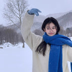 Thickened mohair solid color scarf - royal blue