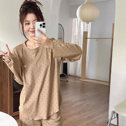 Autumn and Winter 2024 New Women's Wave Cashmere Casual Lazy Crewneck Home Clothes suit Pajamas