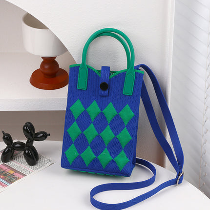Knitted Bag New Casual Women's Fashionable Korean Style Fashionable Portable Niche Single Shoulder Crossbody Mobile Phone Bag Adjustable Shoulder Strap
