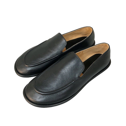 The*Row Loafers Soft Leather Soft Sole Slip-On Granny Shoes Genuine Leather Flat Casual Women's Shoes British Style Casual