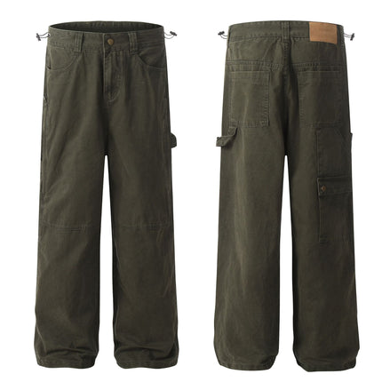 G6409 American High Street Style Men's High-End Vintage Army Green Workwear Loose-Fitting Unisex Casual Pants