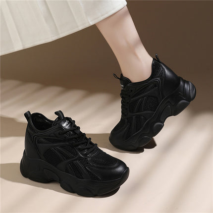 Small Thick Bottom Tall Torre Shoes Women's Mesh Running Shoes Spring and Summer New Lightweight Breathable Sports Casual Shoes