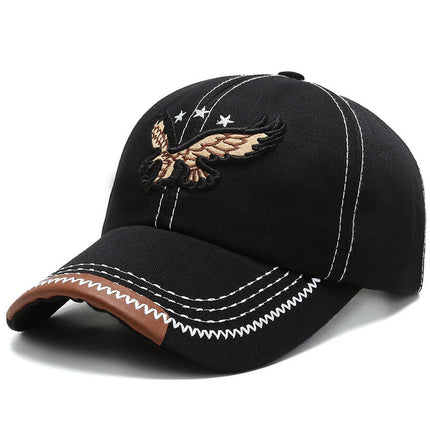 Baseball Cap for Men, New Spring/Summer Trendy Korean Style Embroidered Versatile Hard-Brimmed Large Brim Sun Protection Visor Cap