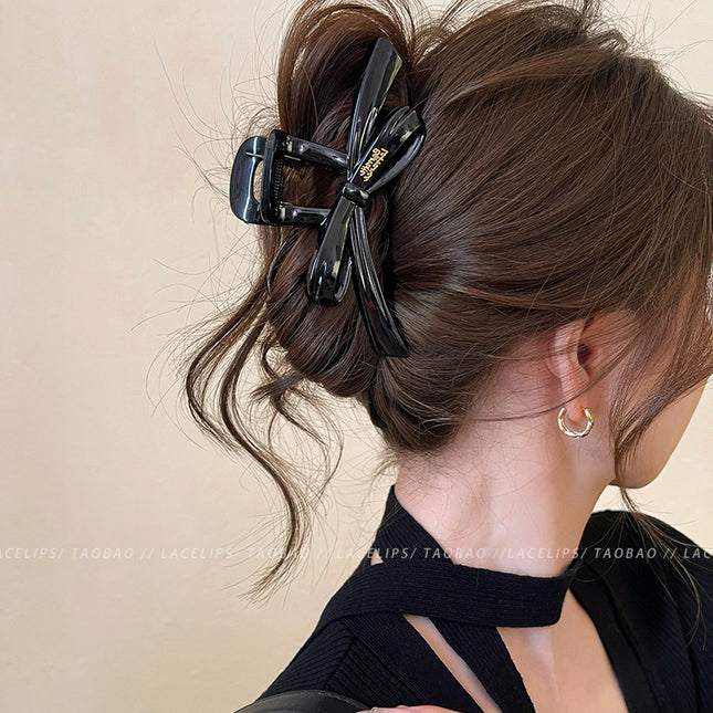 Ribbon Bow Grab Clip Women's 2024 New Large Hair Clip High-grade Hair Shark Clip Headwear