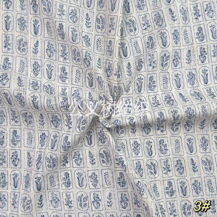 "Flowers in the Mirror" Cotton Lace Jacquard Fabric Spring and Summer New Simple Line Printing Pure Cotton Fabric