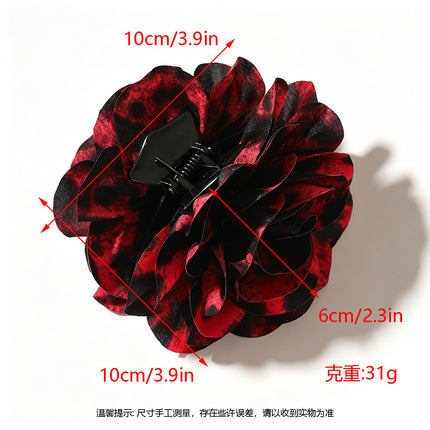 Fashion Fabric Leopard Print Camellia Hair Clip European and American Style Personality Girls' Back of the Head Flower Hair Clip Hair Accessory