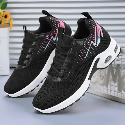 Shoes Women's Mesh Breathable Sports Shoes Cross-Border Dropshipping Large Size Casual Shoes Lace-Up Air Cushion Non-Tiring Feet Running Shoes
