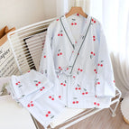 Side opening-empty gauze-cherry-blue / M