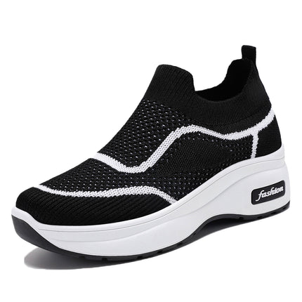 Mom's Shoes, Casual Style Women's Shoes, Wholesale and Dropshipping, Height-Increasing Shoes, 2026 New Style, Fly-Knit Breathable Thick-Soled Mesh Shoes
