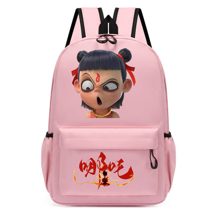 Douyin's New Nezha Cute Printed Kindergarten Girls Pink School Bag Children's Campus Outdoor Backpack