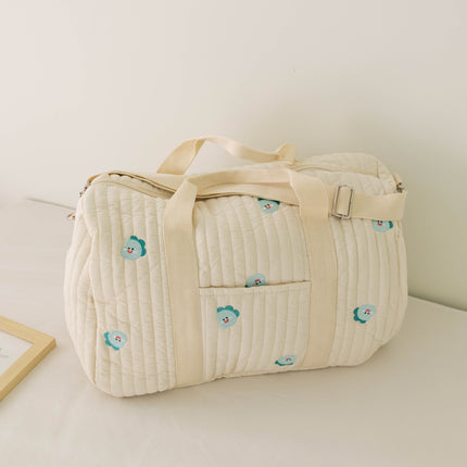 Ins New Style Embroidered Travel Bag Large Capacity Duffel Bag Lightweight Storage Portable Crossbody Bag Boston Bag
