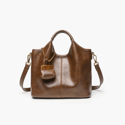 Bucket Bag 2025 New Leather Handbag Tote Bag Fashionable All-match Simple Casual Shoulder Crossbody Bag