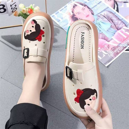 Croc Shoes Spring and Autumn Slippers for Women's Outer Wear Internet Celebrity Fashion Beach Shoes Soft Sole Casual Non-Slip Toe-Cap Women's Shoes